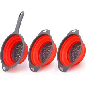 3pc Collapsible Heat Resistant Foldable Strainer